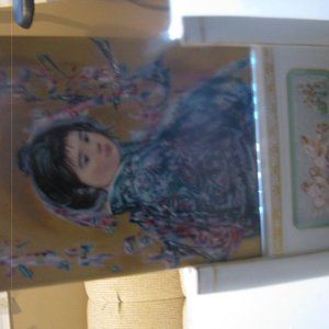 UME Ceramic Tile by Edna Hibel with stand Plum Blossoms